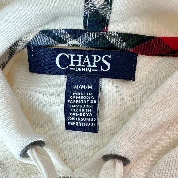 Chaps Plaid Front Lightweight Long Sleeve Tee Shirt Hoodie Women Medium Preppy - Picture 2 of 9